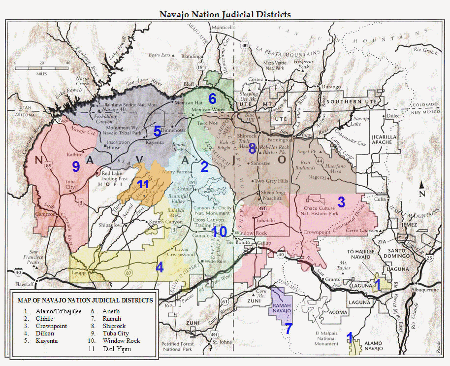 Map of Navajo Nation Judicial Districts, updated 5/29/12